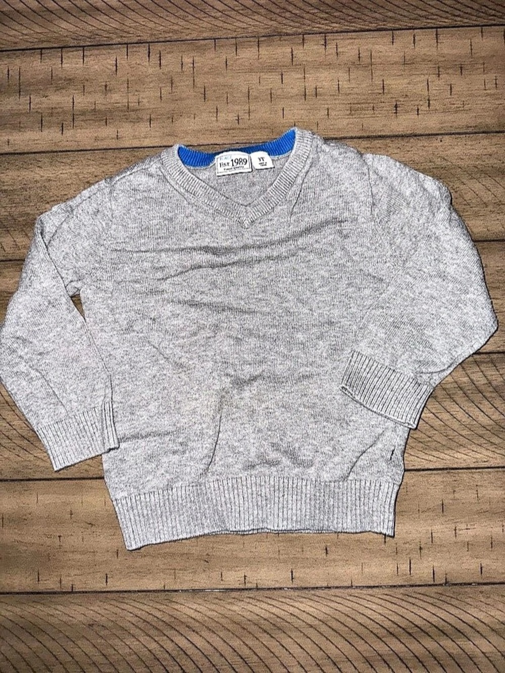 The Children's Place Boys Gray V-Neck Sweater Size 3T Cotton Pullover